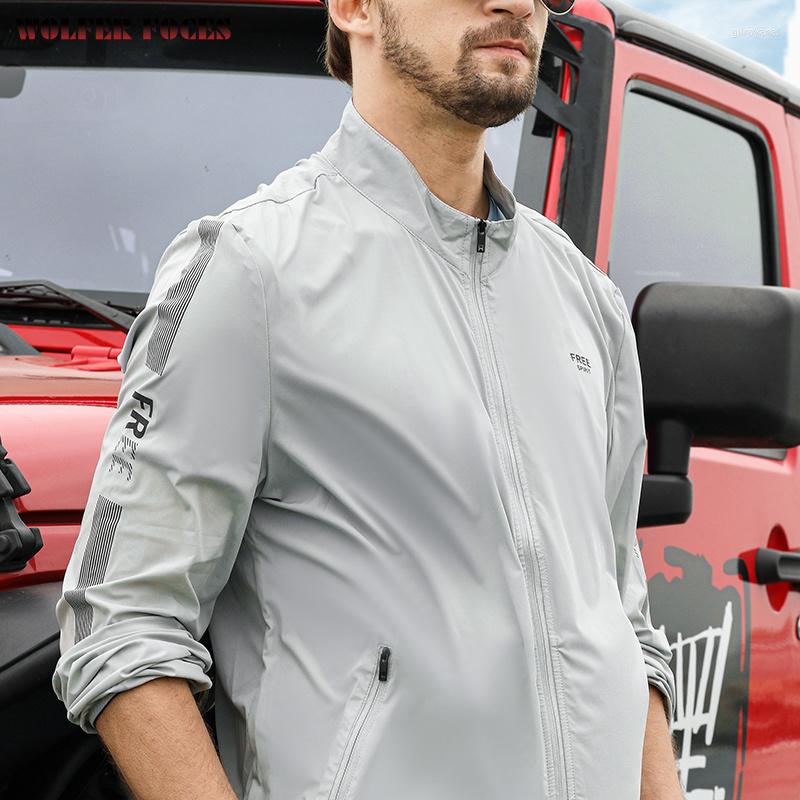 

Men's Jackets 2023 Men's Breathable Sun Protection Clothing Summer Thin Elastic Outdoor Long Sleeve, Gray