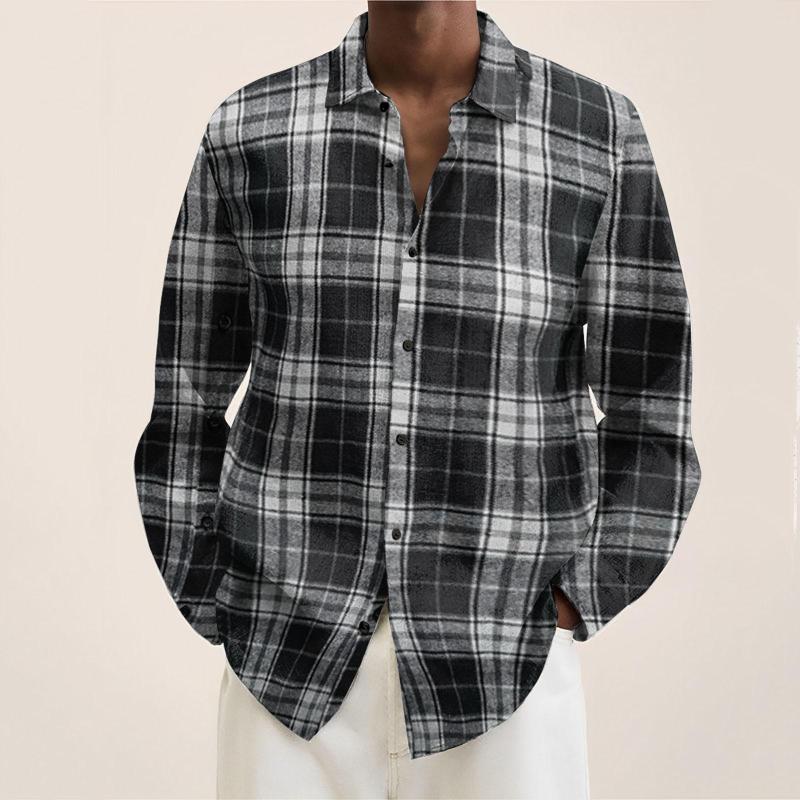 

Men' T Shirts Male Autumn Winter Single Breasted Warm Casual Plaid Lapel Beach Long Sleeve Vacation Outdoor Holiday Shirt, White