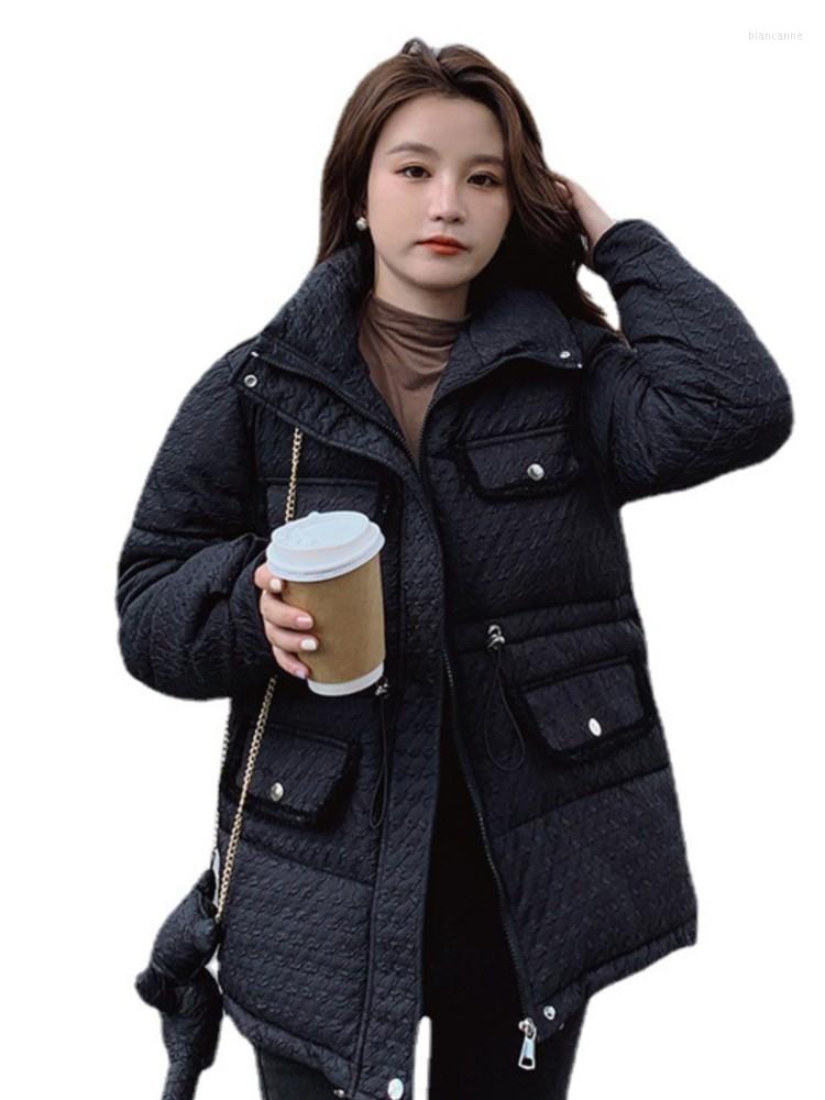 

Women's Trench Coats Winter Jacket Women Coat Slim Fitting Stand Collar Cotton C911, Black