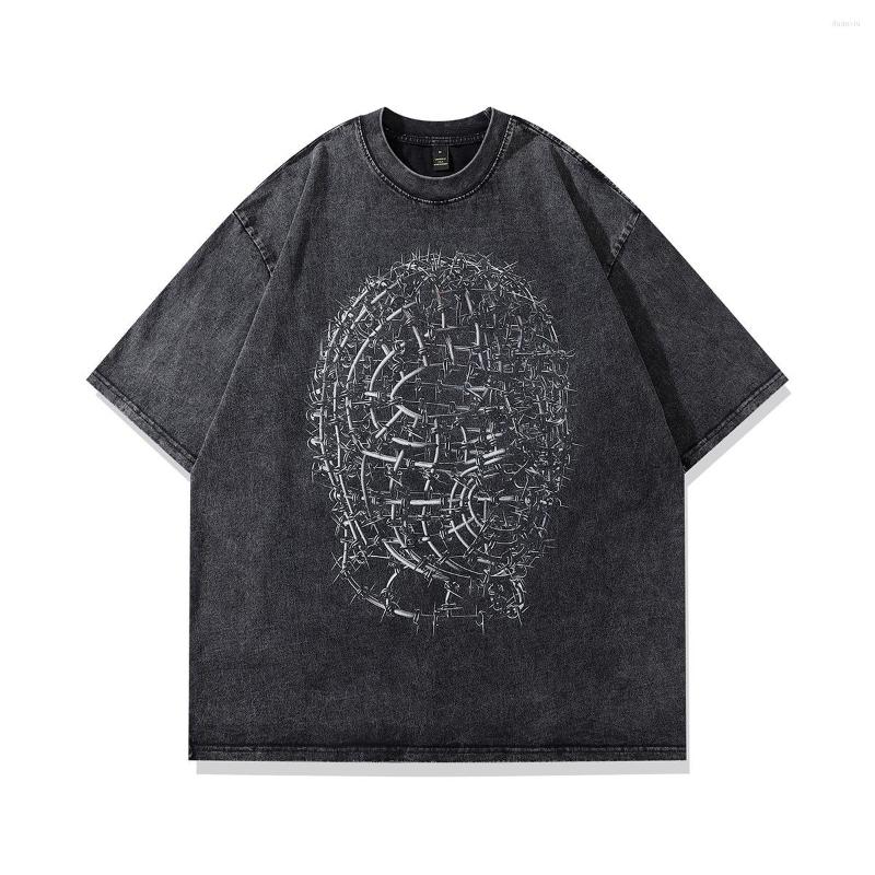 

Men's T Shirts Skleton Letter Print Washed Y2K Oversized Shirt For Men Short Sleeve Streetwear Summer Top Tees Round Neck Casual Vintage, Black