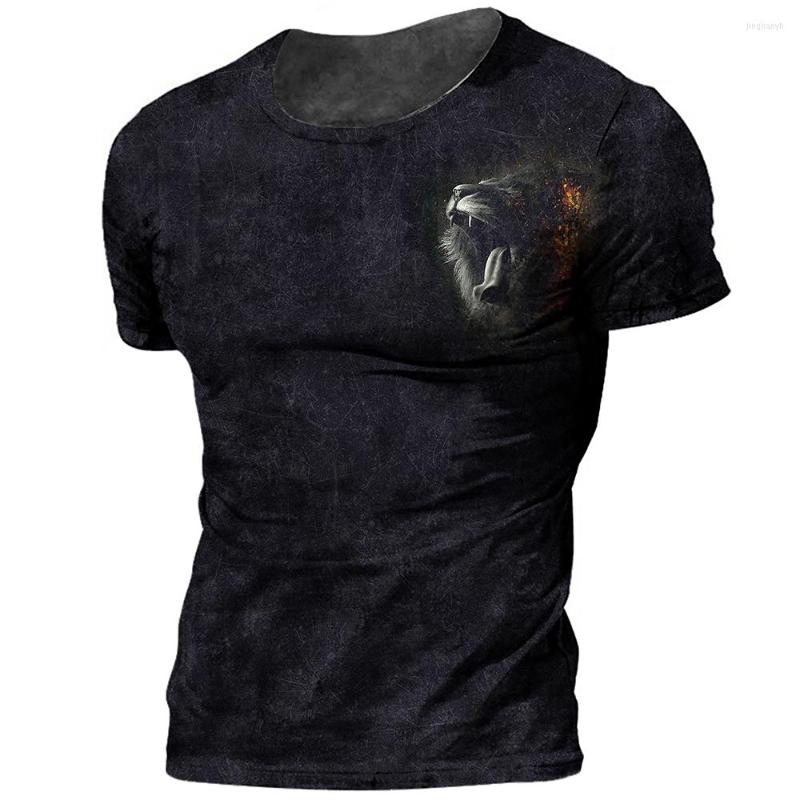 

Men's T Shirts Animal T-shirt For Men Summer Round Neck Fierce Print Short Sleeve Oversized Clothing Street Fashion Casual Men's, Z210-0469