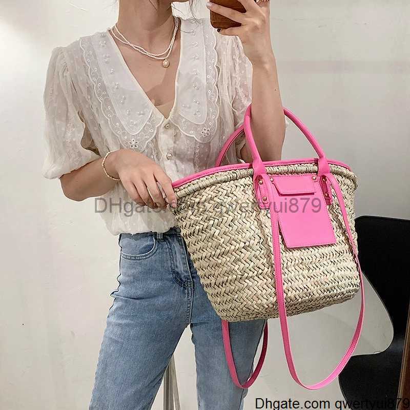 

qwertyui879 Dome Cameras Fashion Large Capacity Rattan Tote Women Designer Wicker Woven Shoulder Crossbody Bag Woman Luxury Summer Beach Bag Big Purse 413SMT, White-46cm25cm13.5cm