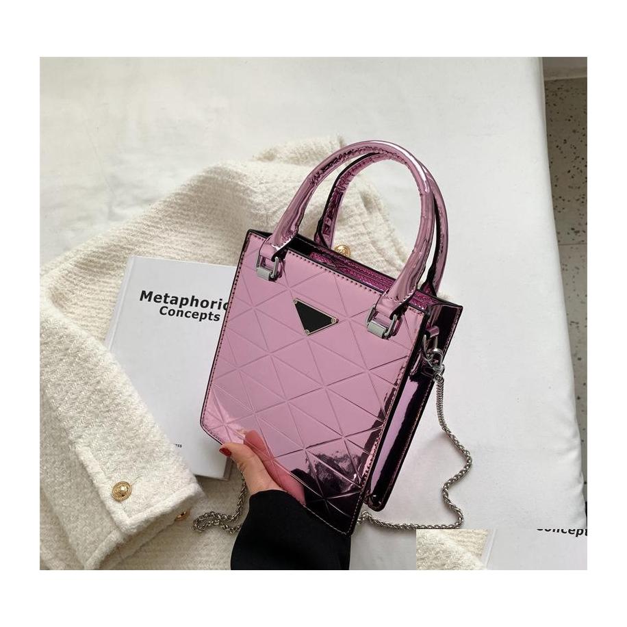 

Messenger Bags Brand Allmatch Westernstyle Mirror Small Bag Womens Trendy Patent Leather Glossy Diamond Single Shoder Tote Drop Deli Dhwpb, Pink 2103