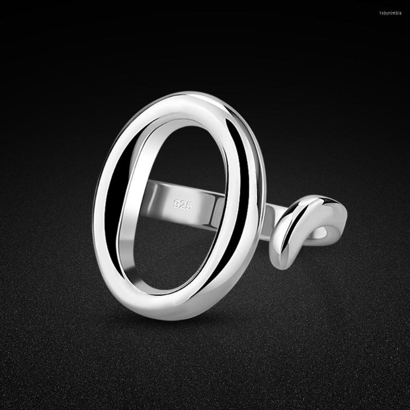 

Cluster Rings Fashion Simple Round Big Ring. Solid 925 Sterling Silver Adjustable Size Ring For Women. S Charm Lady Jewelry.gift