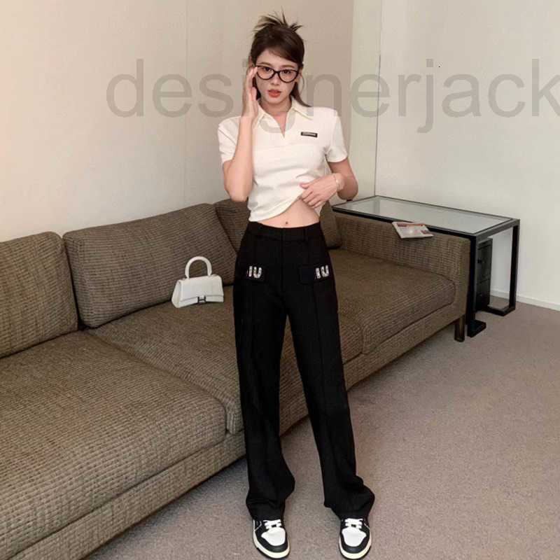 

Women' Tracksuits Designer Fashion women set designer suit short Polo top handmade letters rivets high waist straight pants two-pie sets trend sportswear XNBB