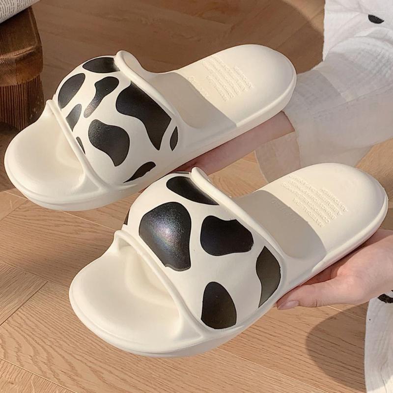 

Slippers Cute Cow Female Thick Bottom Indoor Home Summer Beach Outdoor Slides Women Serrated Edge Breathable Flip Flops Cc30, White
