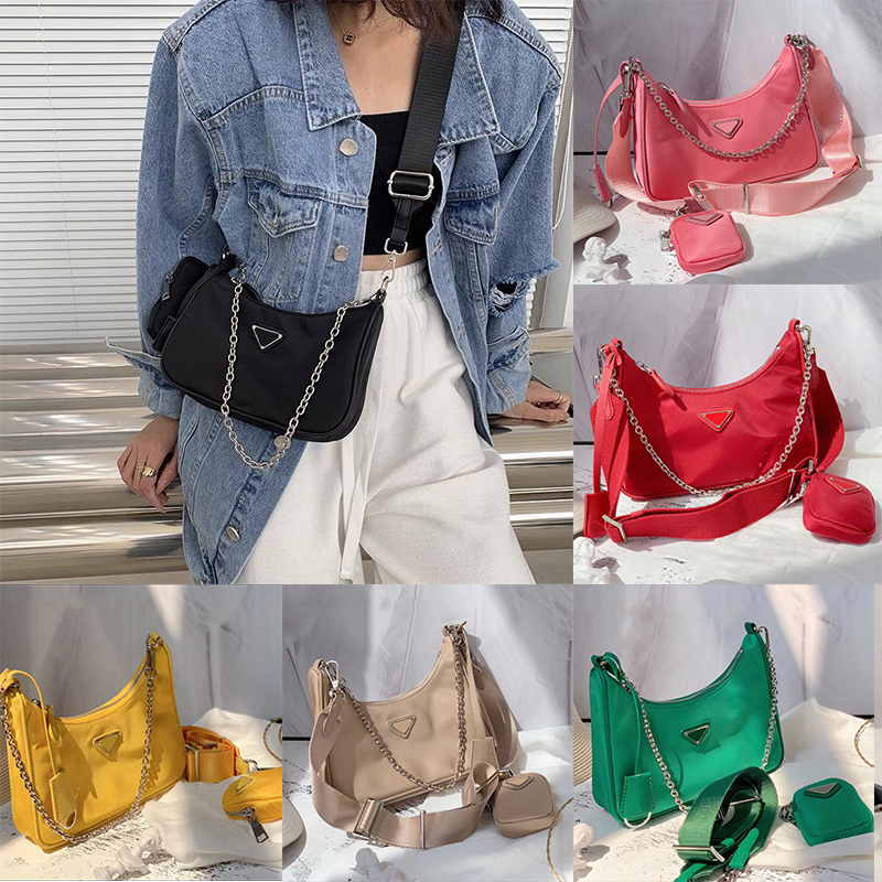 

Luxury designer handbag nylon messenger bag classic three-piece suit ladies underarm shoulder wallet fashion retro star Cross Body Bags, Purple