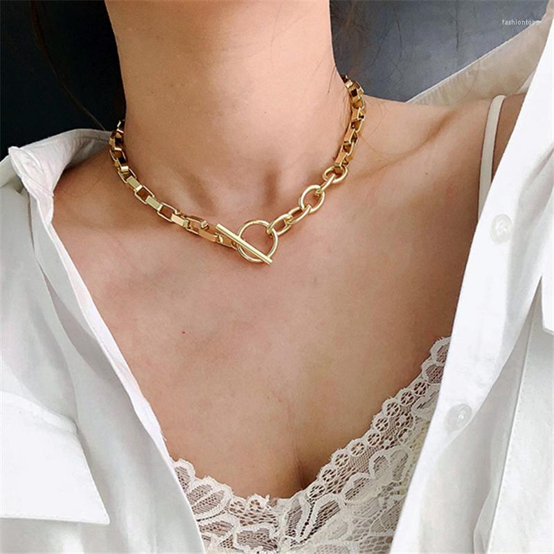 

Pendant Necklaces Fashion Asymmetric Thick Chain Necklace For Women 2023 Punk Gold Color Charm Party Jewelry Statement
