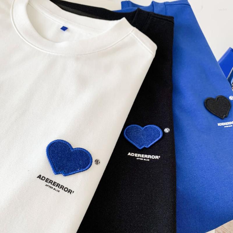 

Men's T Shirts ADER ERROR Summer Small Label Love Embroidery Design Short Sleeve Men And Women Round Neck Loose Couple T-shirt Trend, Black