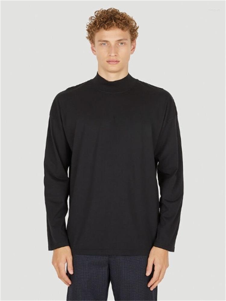 

Men' T Shirts Men' Half High Collar Bottomed Long Sleeved T-Shirt Autumn And Winter Fashion Loose Simple, Black
