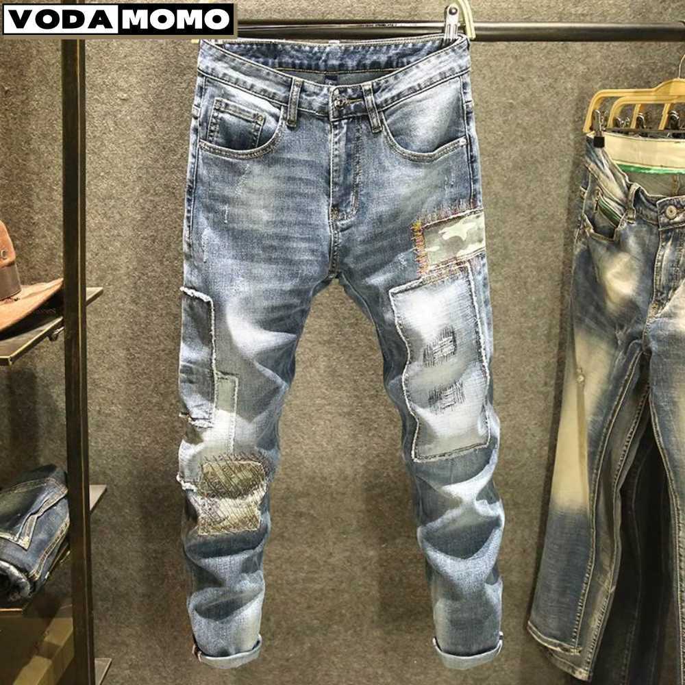 

Men's Jeans 2023 Autumn New Fashion Retro Hole Jeans Men Pants Cotton Denim Trouser Male High Quality Jeans Dropshipping pantalones hombre Y23, Deep blue