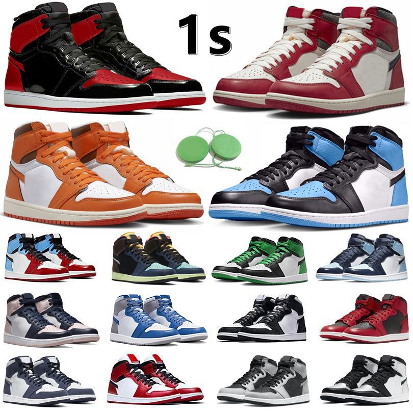 

1 1s UNC Toe Mens Basketball Shoes Sneaker Lost Found Gorge Lucky Green StarFish Bred Patent Dark Mocha Grey Fog True Blue Shadow Men Women Trainers Sports Sneakers, Color#14