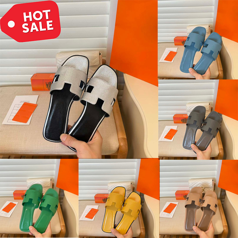 

2023 Sandales Fashion Sandals Genuine Leather For Women Slippers Summer Luxury Flat Slides Ladies Summer Beach Sandal Party Wedding Oran Slipper shoes