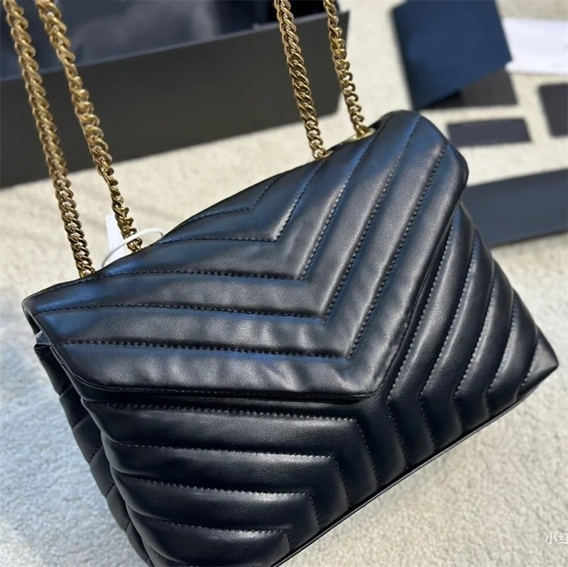 

Lady crossbody bag Loulou quilted shoulder bags inner compartment with zipper closure sacoche plated gold chains strap designer envelope bags XB019 E23, 2#
