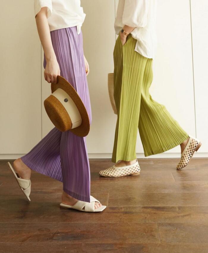 

New ISSEY Pleated Retro Casual Loose Ice Silk Pants Wide Leg Pants 4, White