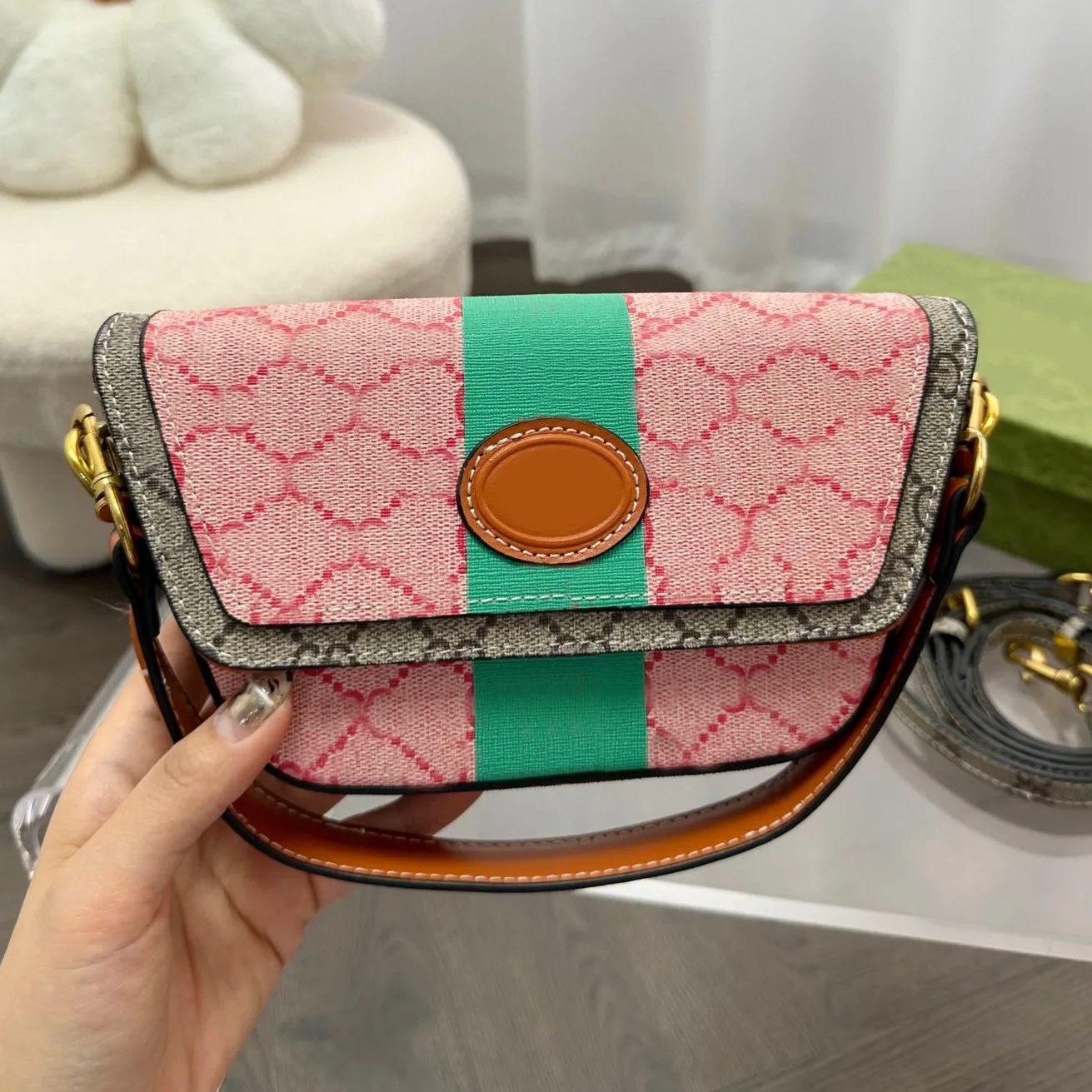 

2023 Designers Leather women shoulder G bags crossbody Luxury handbags clutch purses ladies wallets tote Gold Silver Chain Bag, Pink