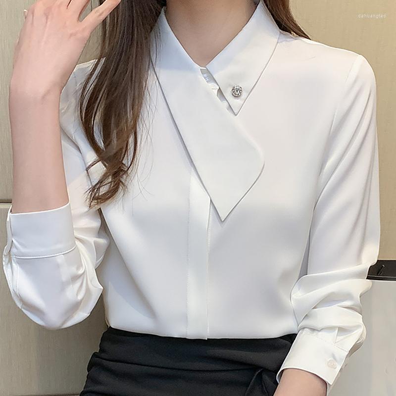 

Women' Blouses Blusas Femme Long Sleeve Chiffon Blouse Shirt Women Mujer De Moda 2023 White Tops Shirts E234