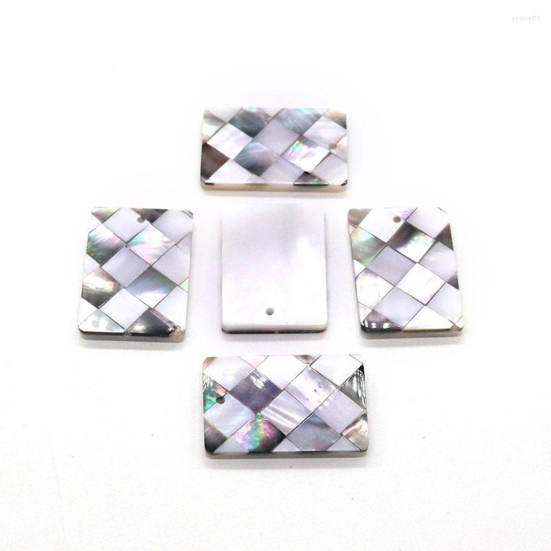 

Pendant Necklaces Natural Shell Necklace Pendants Mother-of-pearl Rectangle Splicing Charms For Jewelry Making DIY Earring Accessory 1pc