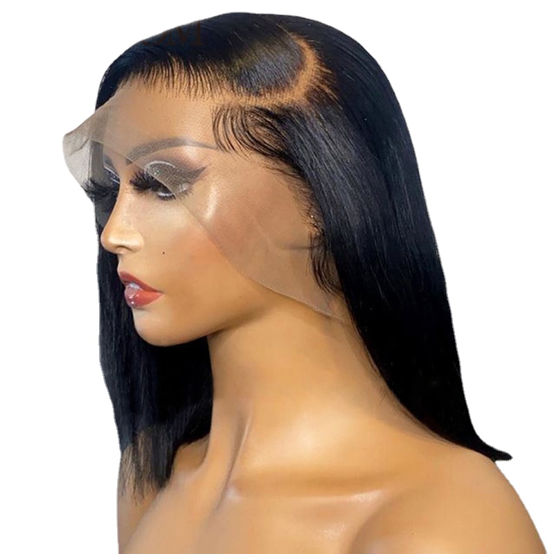 

Natural Black Short Bob Wig Silky Straight Lace Front Wig 180% Density for Black Women with Baby Hair Glueless Wig Daily Wigs