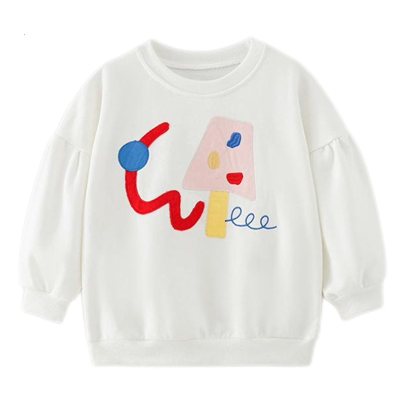 

Hoodies Sweatshirts 2023 Baby Girls White Sweatshirt with Icecream Casual Clothes for Spring and Autumn Lovely Children Tops Kids 2 7Year 230413, 210516
