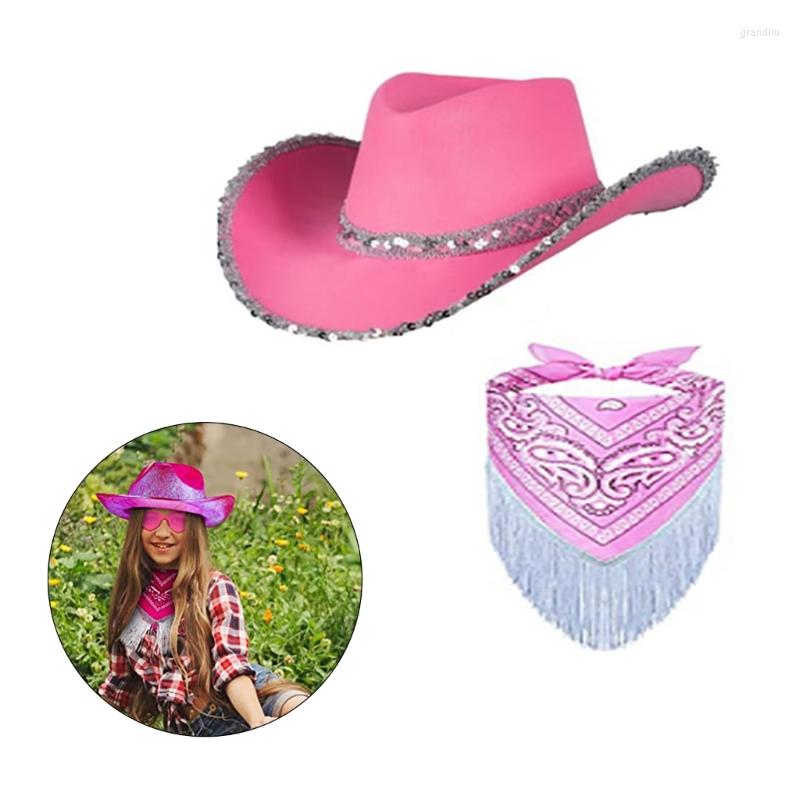 

Berets Bachelorette Party Hat Cowboy Bandana Cowgirl, White