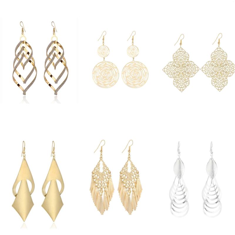 

Dangle Earrings Fashion Simple Matching OL Versatile Jewelry Metal Sheet Long Exaggerated Female Me