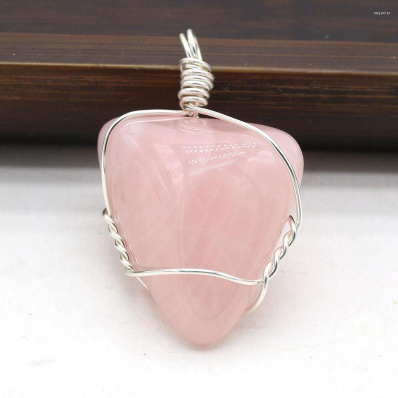 

Pendant Necklaces Rose Quartz Natural Stone Irregular Triangle Craft For Jewelry MakingDIY Necklace Earring Accessorie Gift Party Decor1PC