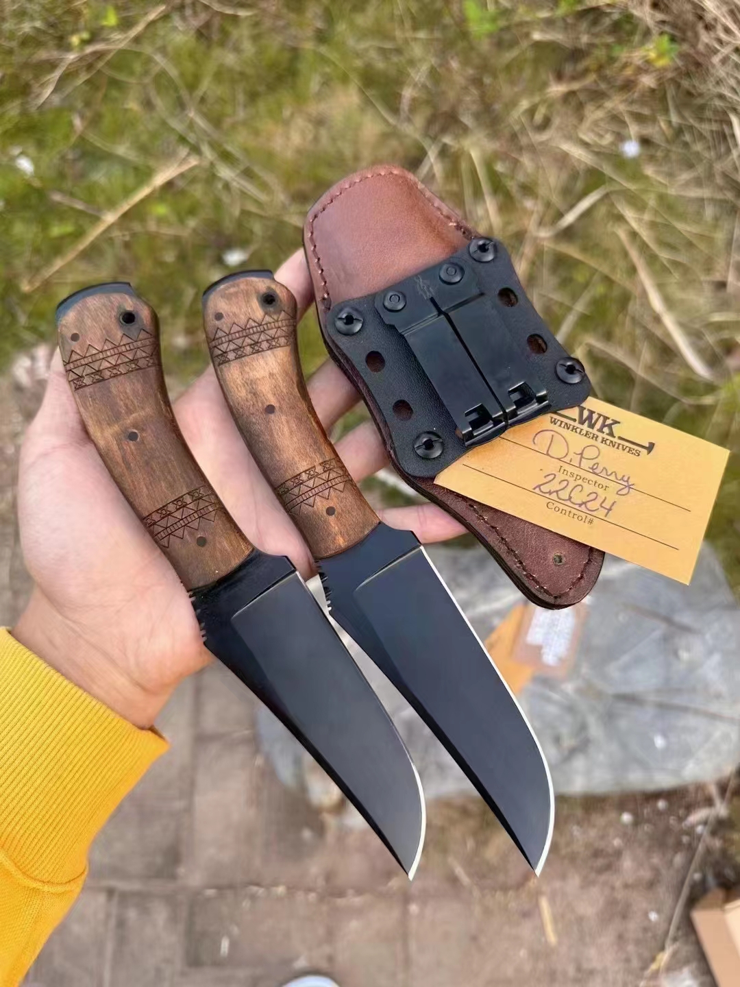 New Design Survival Straight Knife 80crv2 Black Drop Point Blade Full Tang Maple Handle Outdoor Hunting Knives With Leather Sheath