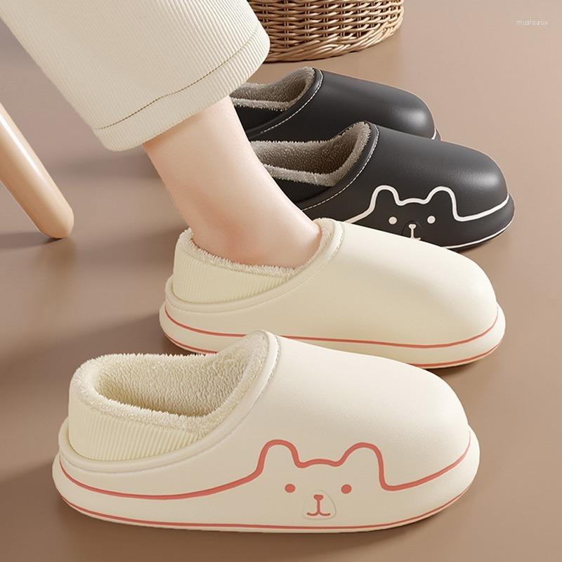 

Slippers Shoes For Women 2023 Mens Cotton Slipper Winter Home Girl Flip Flops Indoor Bedroom Slides Cartoon Bear, Black