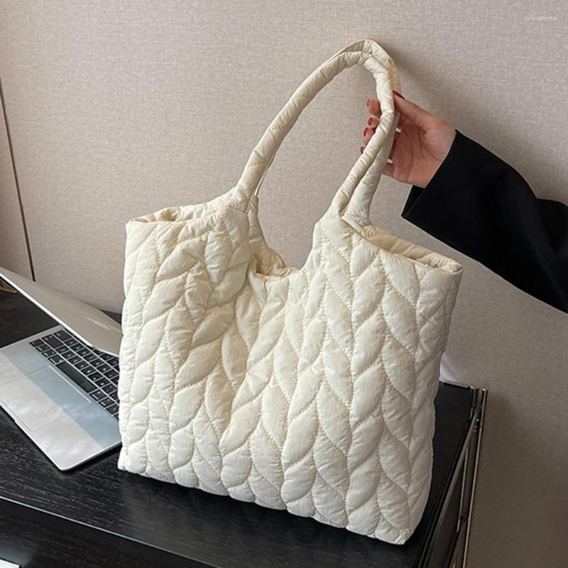 

Evening Bags Fashion Quilted Underarm Bag Embroidery Thread Casual Hand Large Capacity Nylon Elegant Cotton-Padded Puffy Handbag, Khaki