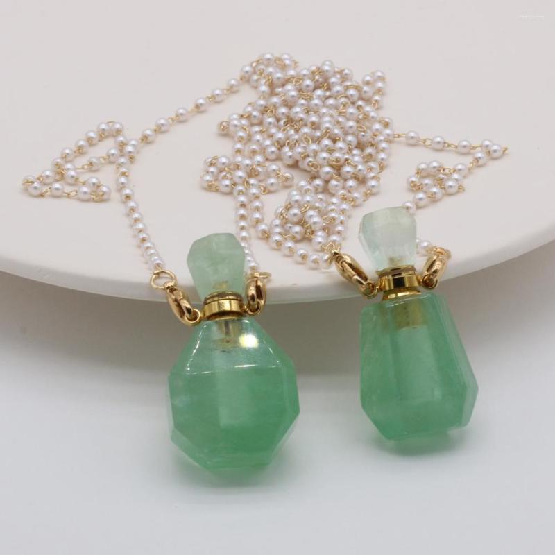 

Chains Natural Stone Green Aventurine Perfume Bottle Necklace For Women Free Gift Accessory Glasses Frames Pearl