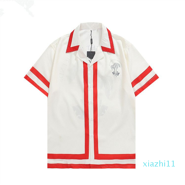 

Summer Short Sleeve Designers Bowling Shirts Men Fashion Colorful Floral Print Dress