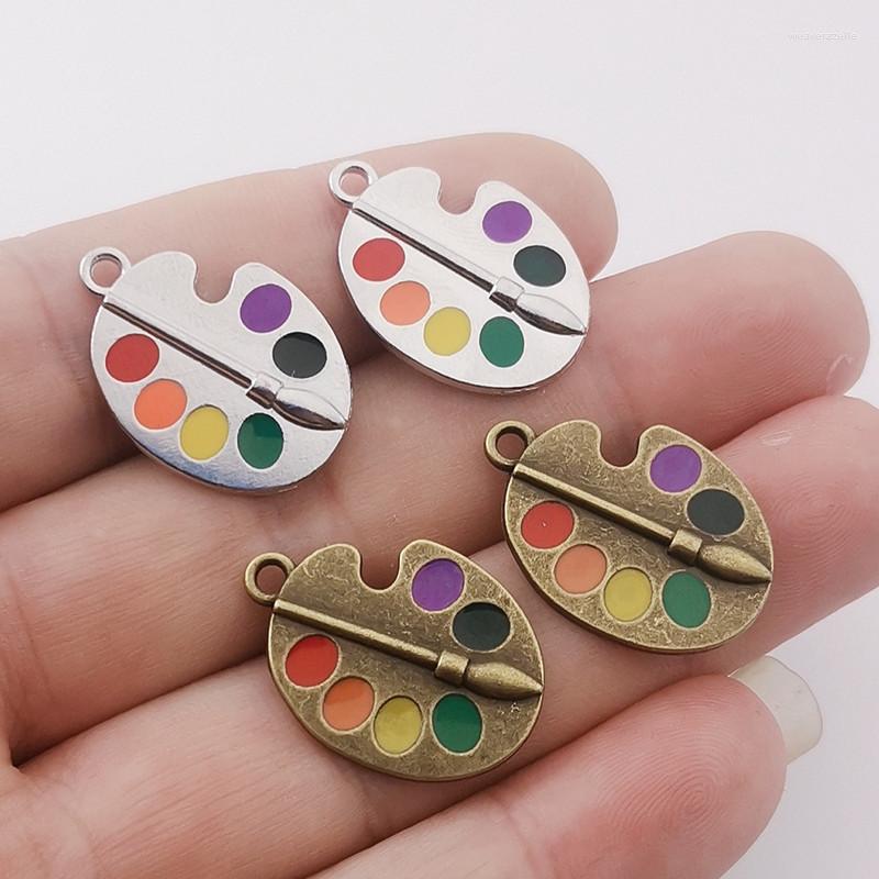 

Charms JINDINSP 10pcs 25x18mm Alloy Enamel Charm Bright Artist Palette Jewelry Making DIY Handmade Craft Earring