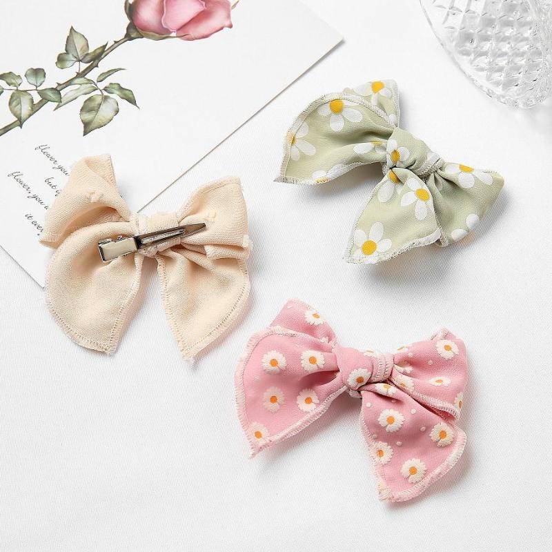 

Hair Accessories Printing Flower Clips Bow Girl Baby Hairpins Infant Kid Headwear Children Princess Toddler 2023