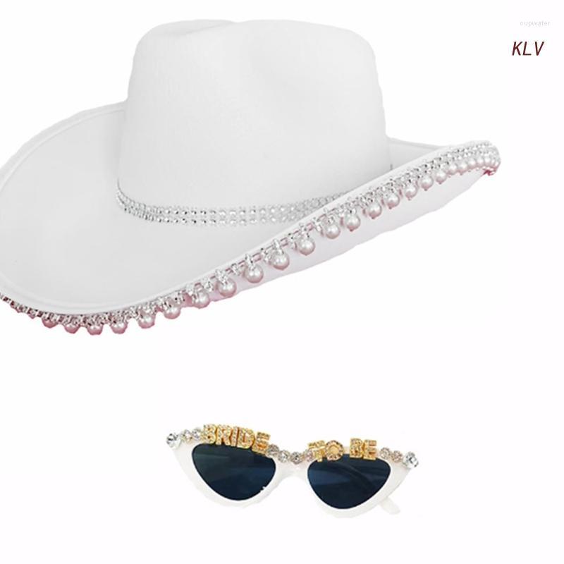 

Berets Cowgirl Hat Cowboy Bachelorette Party Disco Glasses Bridal Bride