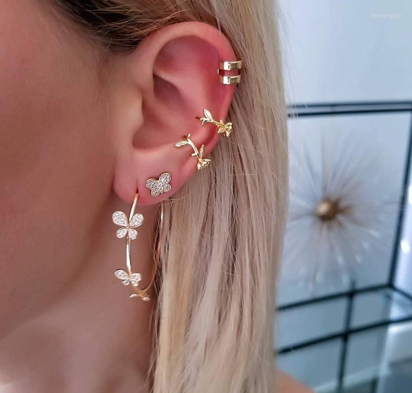 

Backs Earrings 1 PIECE Rose Flower Clip On Earring No Pierced Ear Cuff GOLD Color Women Trendy Jewelry