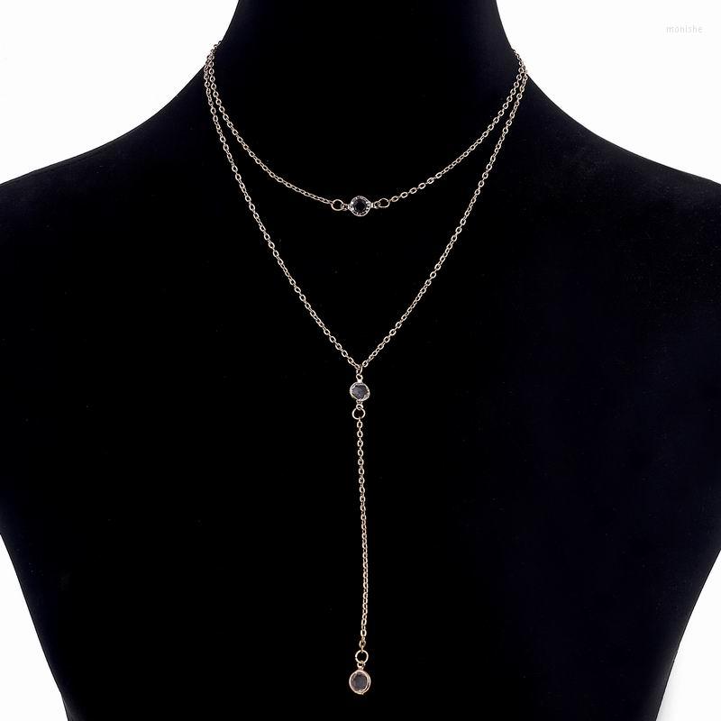 

Choker Multi-layers Rhinestones Crystal Necklace For Women Long Pendant Necklaces Trendy Jewelry