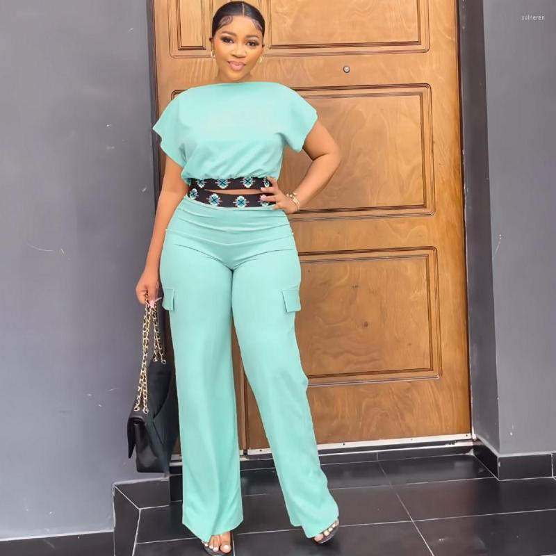 

Ethnic Clothing 2 Piece Women Sets African Dresses Arrival Matching Solid Color Two Pieces Top And Pants Suits Outfits