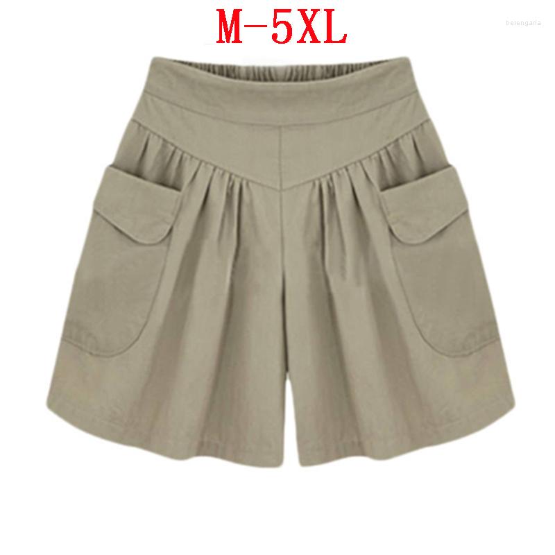 

Women's Shorts Summer Pockets Patchwork Elastic Waist Solid Color Loose Plus Size Pants Casual Fashion Vintage Women Clothing, Khaki