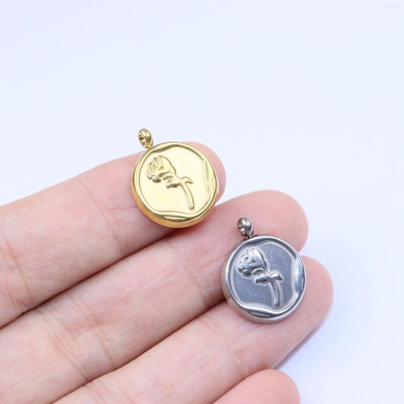 

Charms 5pcs Wholesell Casting Stainless Steel Rose Pendant DIY Fashion Jewel Necklace Earrings Bracelets Unfading Colorless