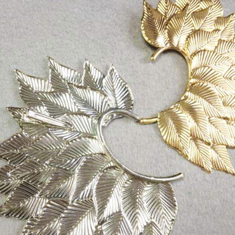 

Backs Earrings Gold Silver Color Non Piercing Ears Clip Big Leaf Earring Cuff One Side Bib Fashion Jewelry Decoration For Dancing Party