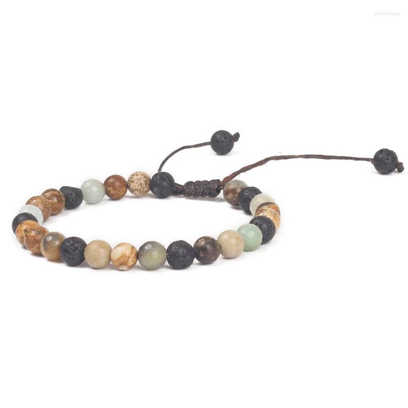 

Strand 6 MM Lava Natural Beaded Stone Adjustable Unique Yoga Women Bracelet