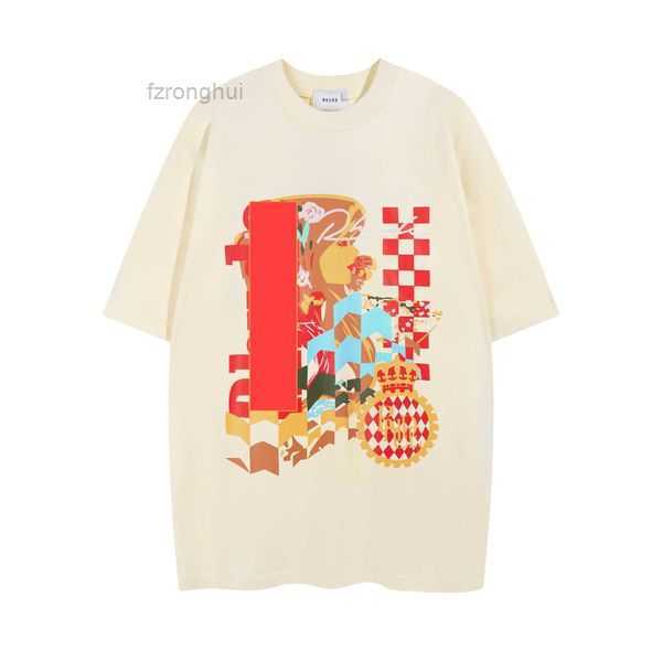 

Men' T-shirts 2023new rhude Summer tshirt Niche Short Sleeve Beauty Print Color Pattern Men Women Loose T-shirt 2 26XQ