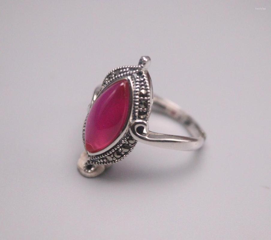 

Cluster Rings Pure 925 Sterling Silver Ring Width 23mm Red Corundum Lace