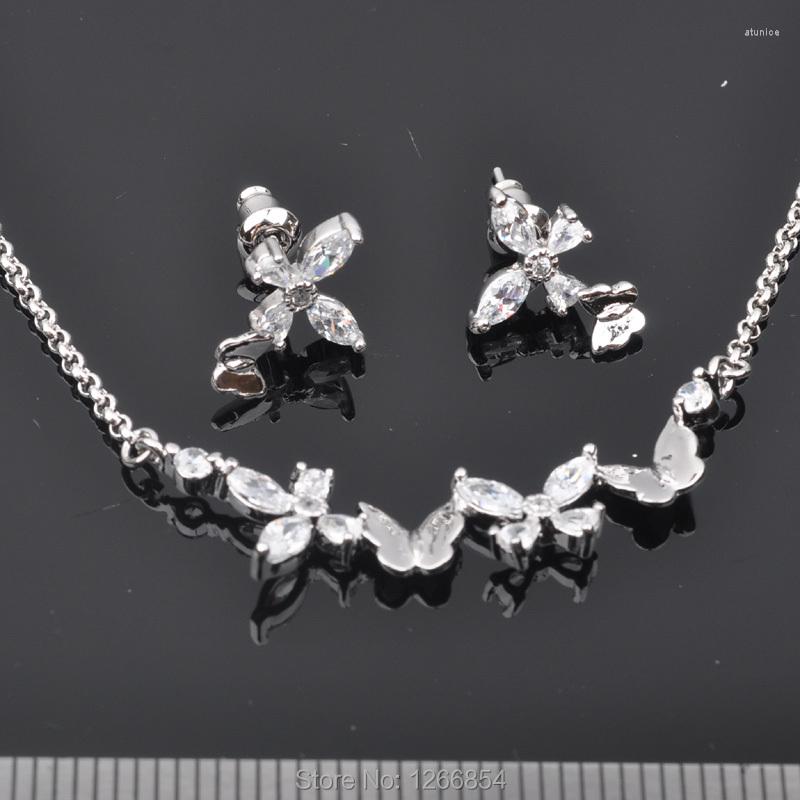 

Necklace Earrings Set Bridal Jewelry White Cubic Zirconia For Women Silver Plated Earrings/Pendant/Necklace/Rings Christmas Gifts JS0280, Picture shown