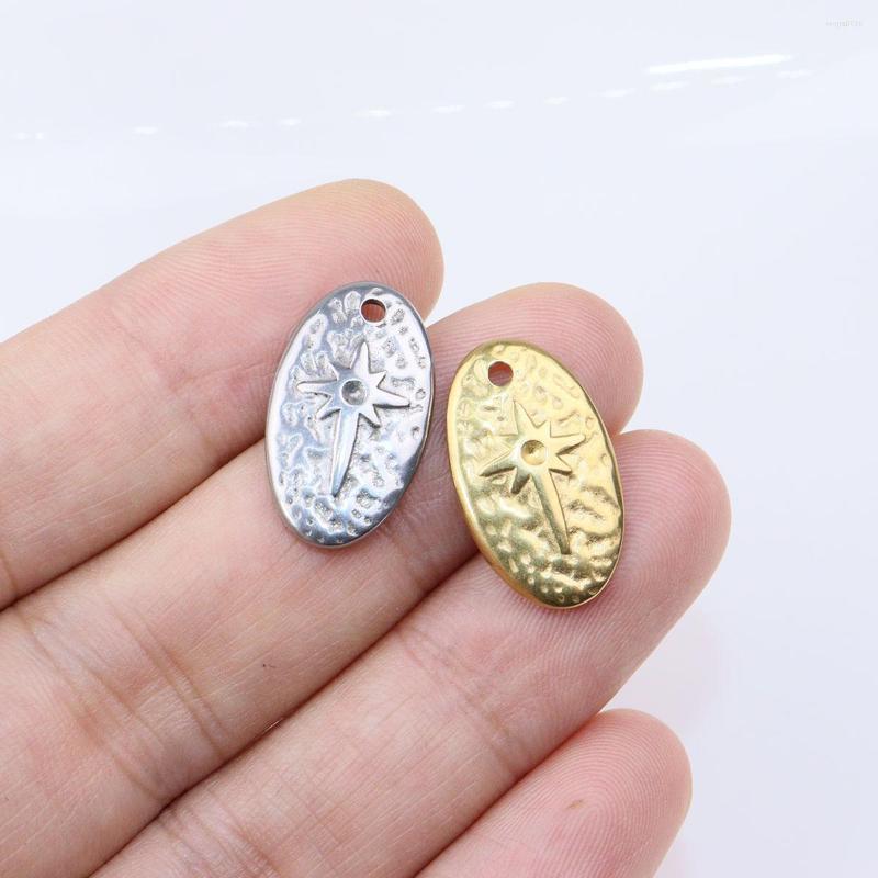 

Charms 5pcs 11 25mm Wholesell Stainless Steel High Quality Oval Star Pendant DIY Necklace Earrings Bracelets Unfading 2 Colors