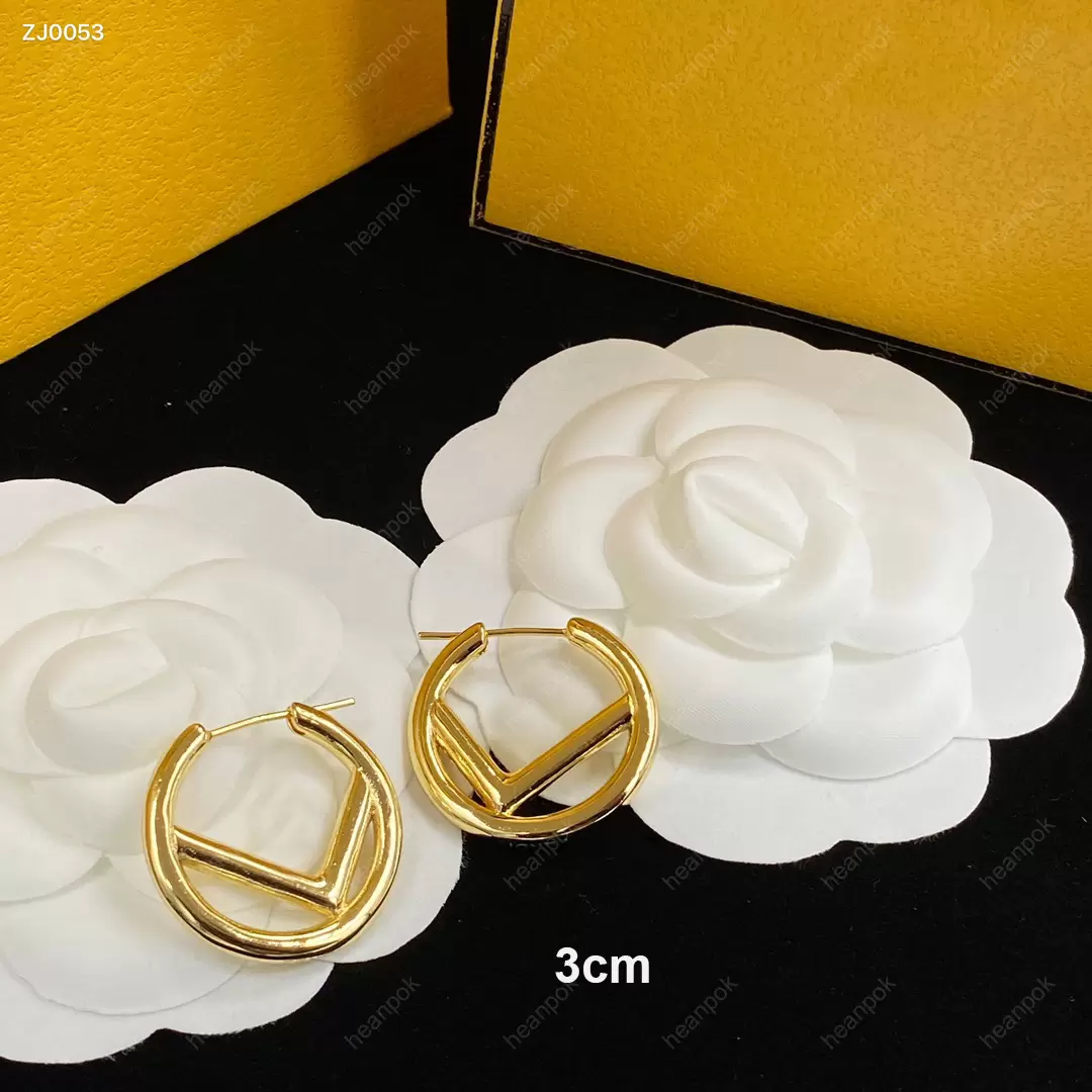 

Women Hoops Earrings Designer Fashion Big Letters Hoop Earrings Brands Jewelry Luxurys Stud F Earring With Box High Quality 22011201R