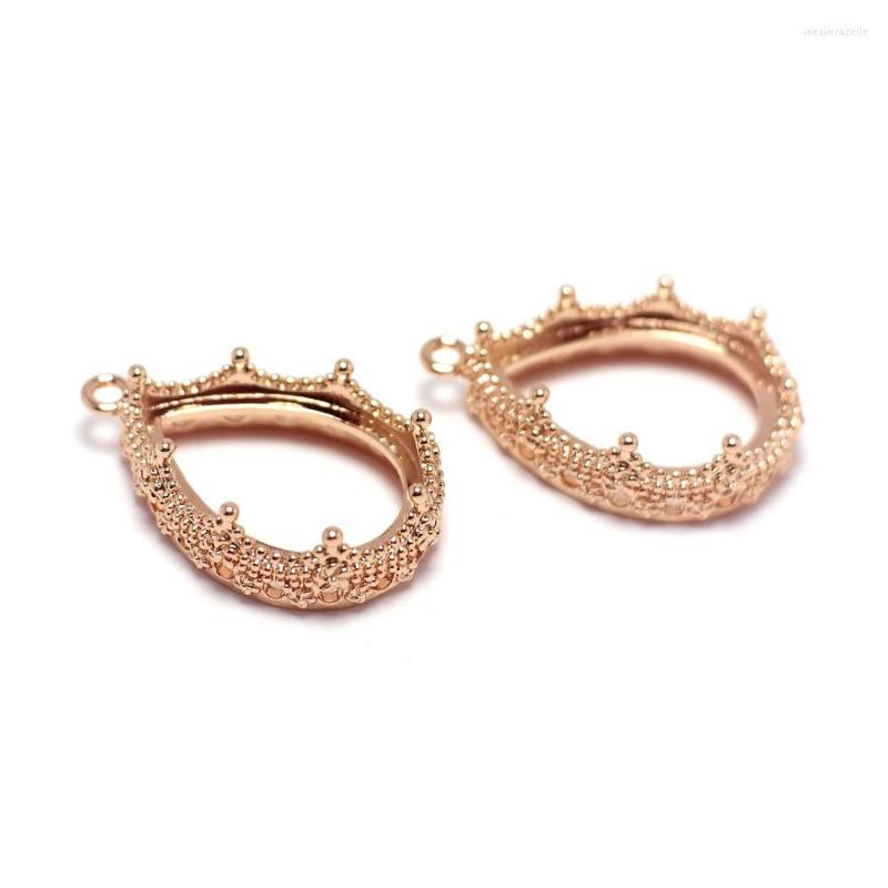 

Charms 2pcs Crown Necklace Rose Gold Plated Brass Ovel Drop Pendant 24.35x16.15mm Jewelry Making