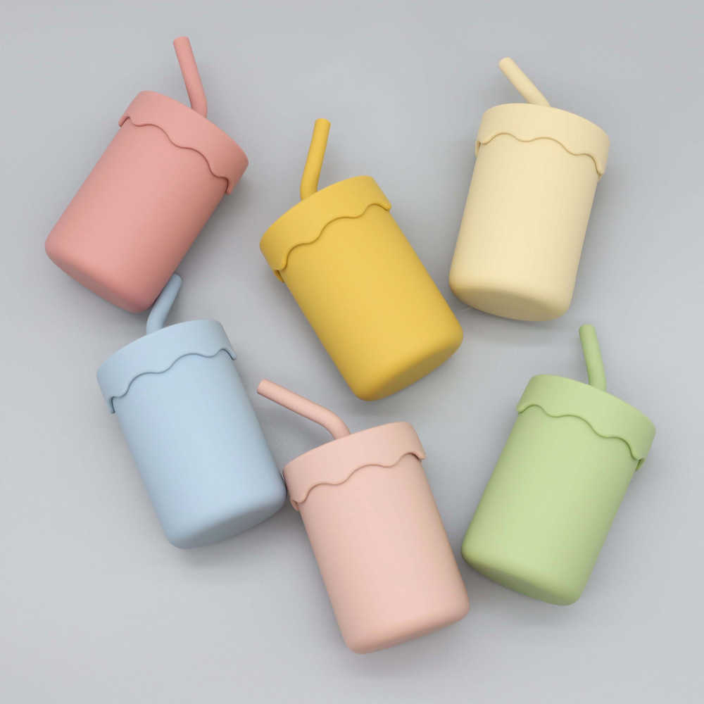 

Cups Dishes Utensils 150ML Baby Silicone Sippy Cup Portable Drinkware Feeding Cup For Children Leakproof Learning Drink Bottle Toddlers Straw Cup AA230413