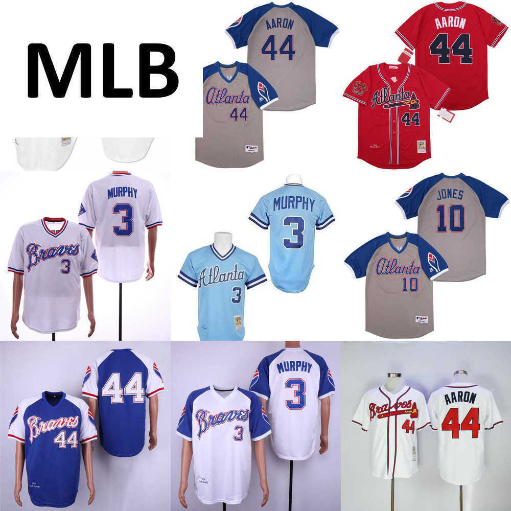 

Vintage 44 Hank Aaron H.Aaron 3 Dale Murphy Jersey 10 Chipper Jones 1957 1963 1973 1974 1982 Retro Baseball Jerseys MEN, Colour 1